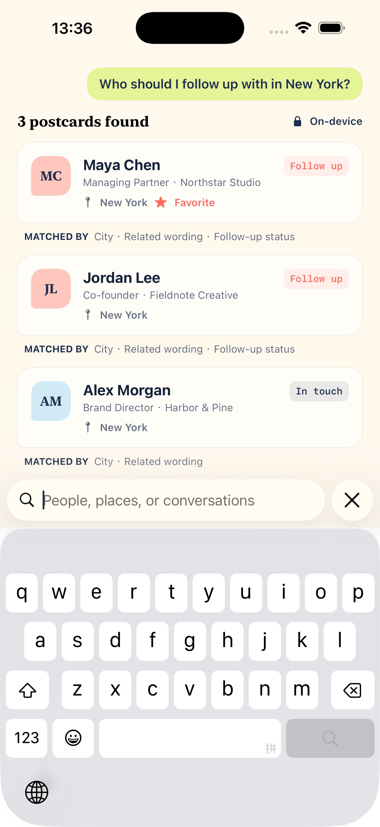 Evidence-backed relationship search in PingWho